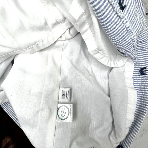 CPC Designs CLASSIC PREP Sailor Shift Seersucker Embroidered Blue Anchor Dress 8 - Picture 2 of 3